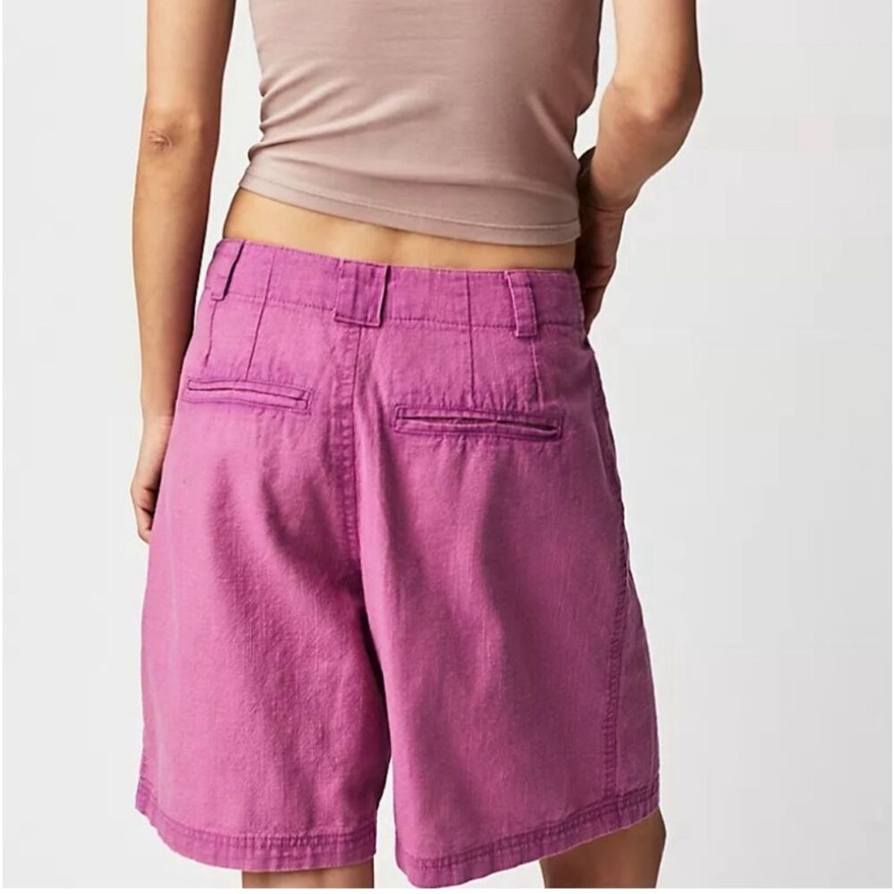 Free People Say So Trouser Shorts Women 8 Purple Pink Summer Bloom Cotton New - Picture 12 of 13